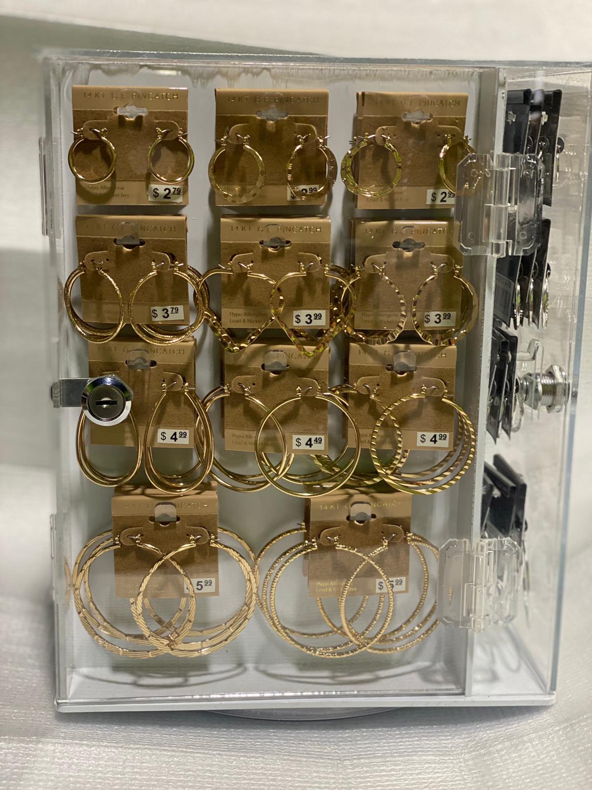 Jewelry 4 Way Pink catch Gold/ silver 144 ct. Display Case #1060 any -3 /count